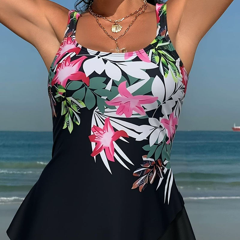 Women's Peplum Tankini Swimsuit Set with Boyshort Bottoms view 4