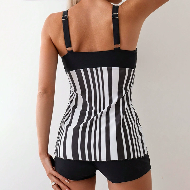 Women’s V-Neck Tankini Swimsuit Set with Boyshort Bottoms