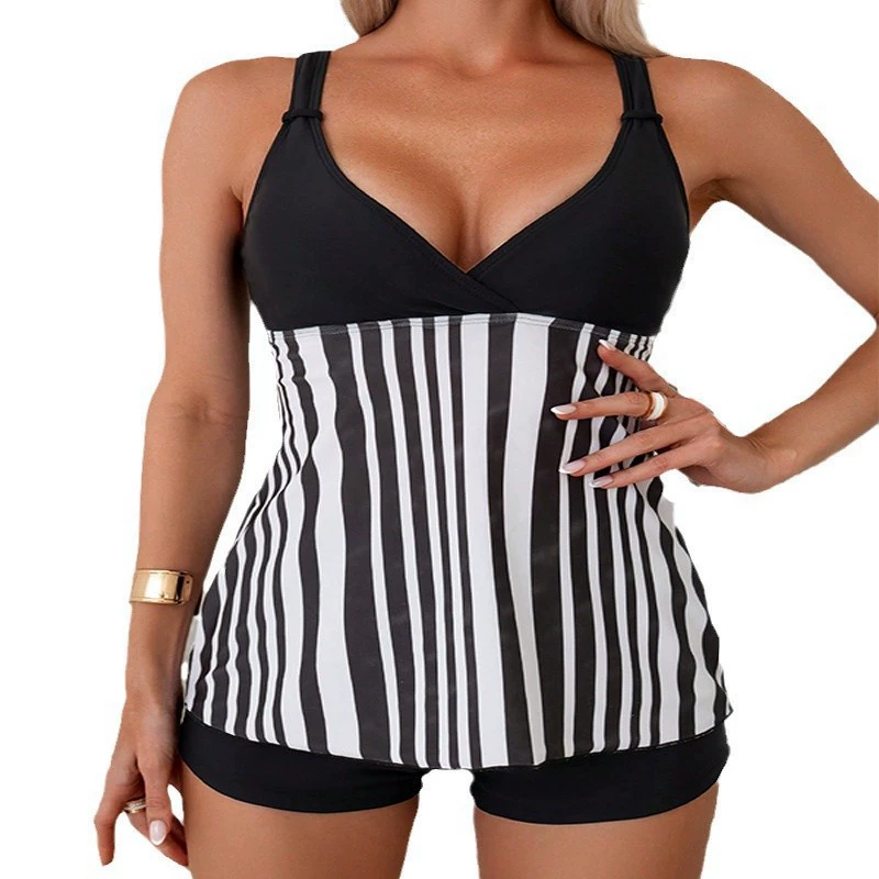Women's V-Neck Tankini Swimsuit Set with Boyshort Bottoms view 5