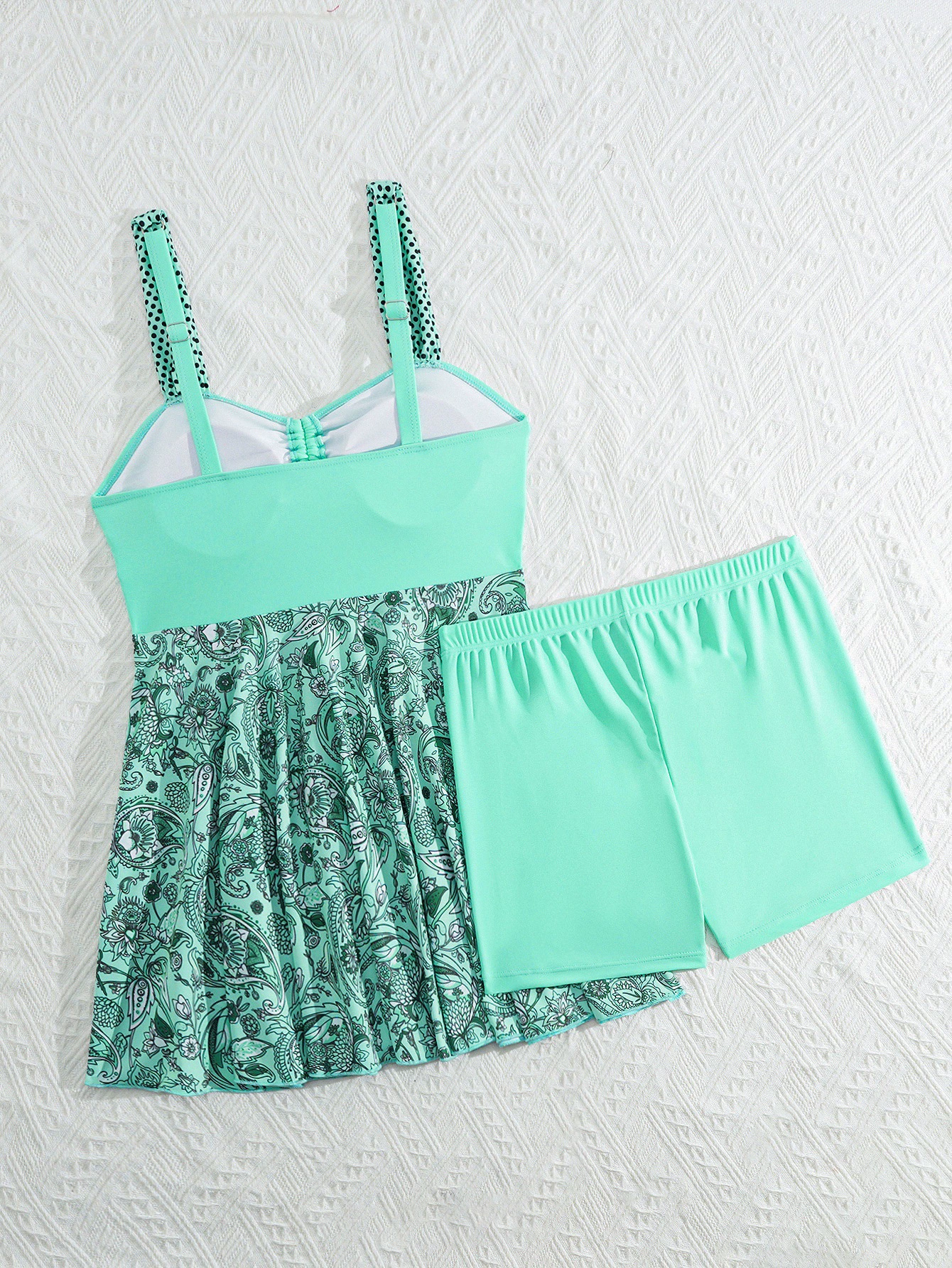 Women’s Two Piece Skirted Tankini Swimsuit with Shorts
