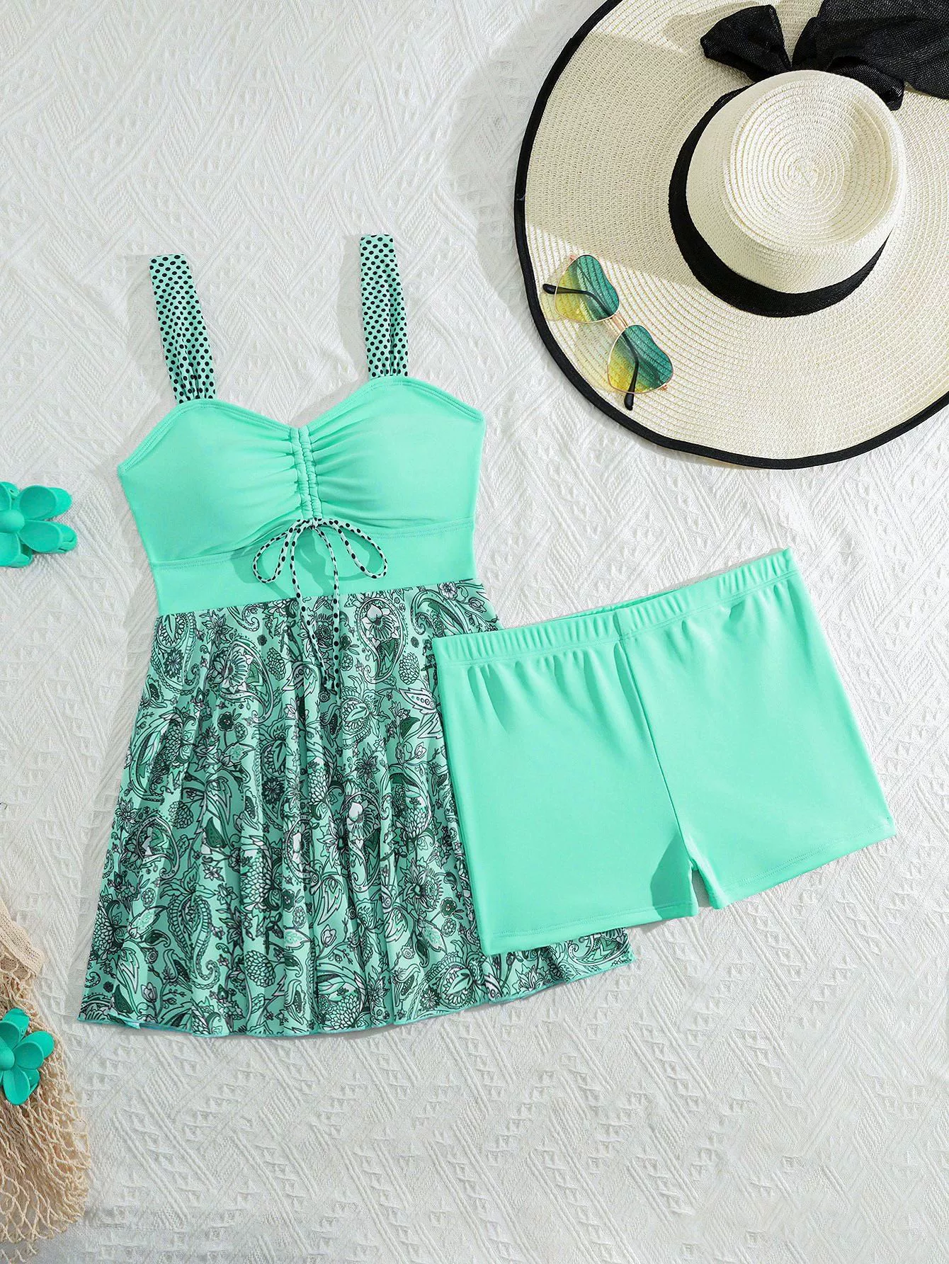 Women's Two Piece Skirted Tankini Swimsuit with Shorts view 6