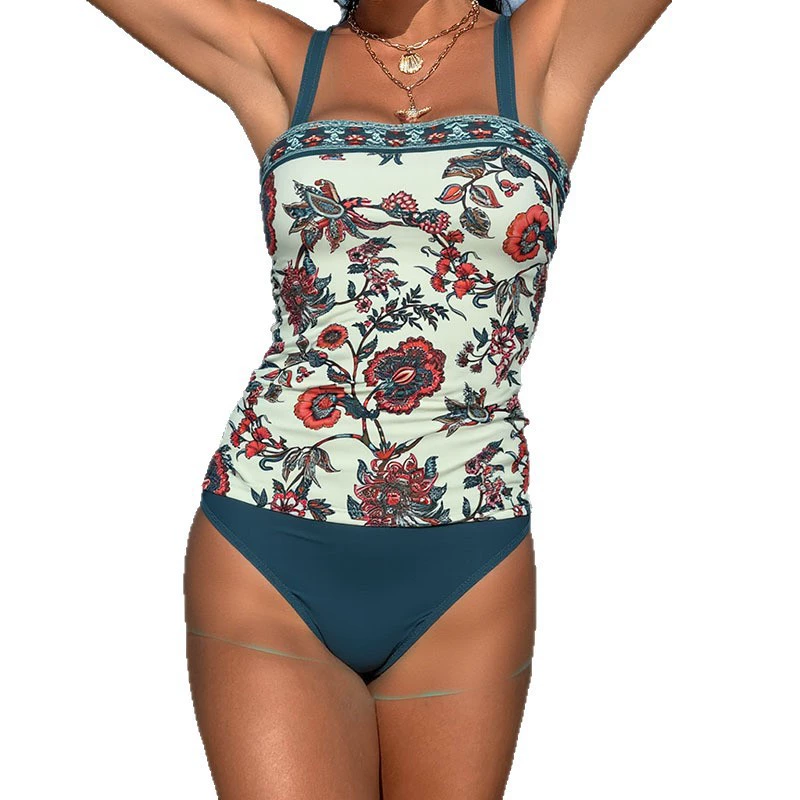 Women's Adjustable Strap Square Neck Tankini Swimsuit Set view 5