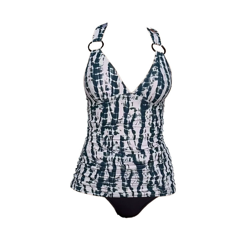 Women's V-Neck O-Ring Cross Back Tankini Swimsuit Set view 5