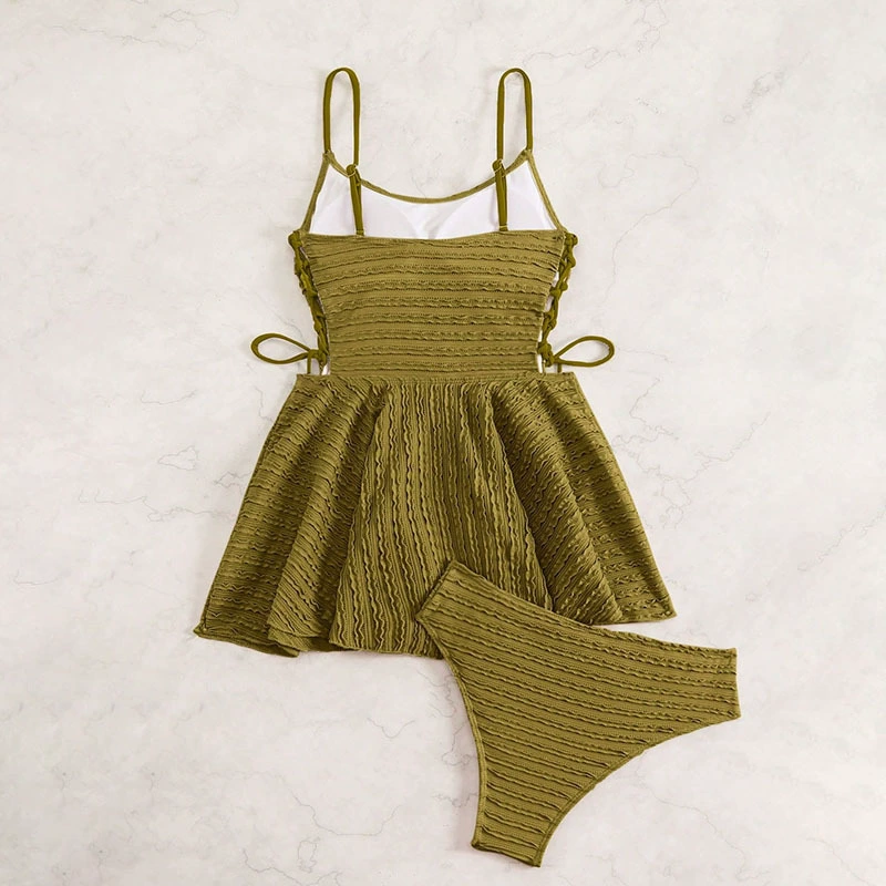 Women's Two-Piece Skirted Tankini Swimsuit Set with Side Ties view 4