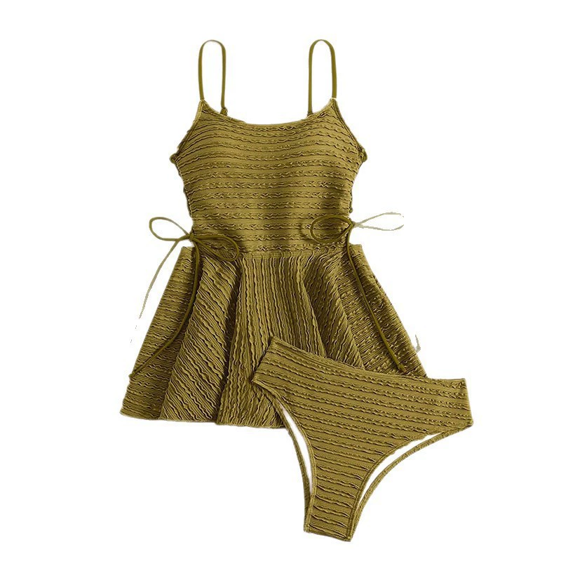 Women's Two-Piece Skirted Tankini Swimsuit Set with Side Ties view 5