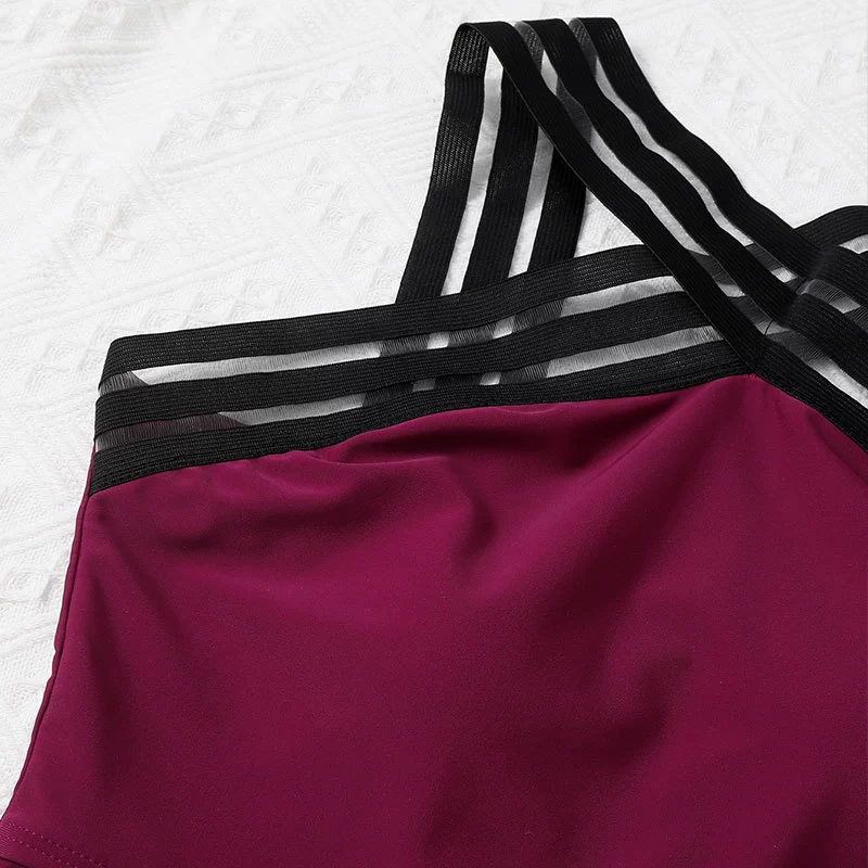 Two-Piece Tankini Swimsuit with Crisscross Straps and Ruffle Hem view 4