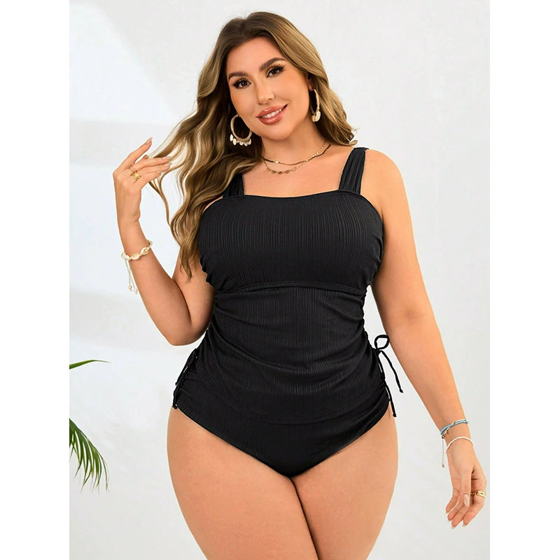 Square Neck Tankini Set with Adjustable Side Ties