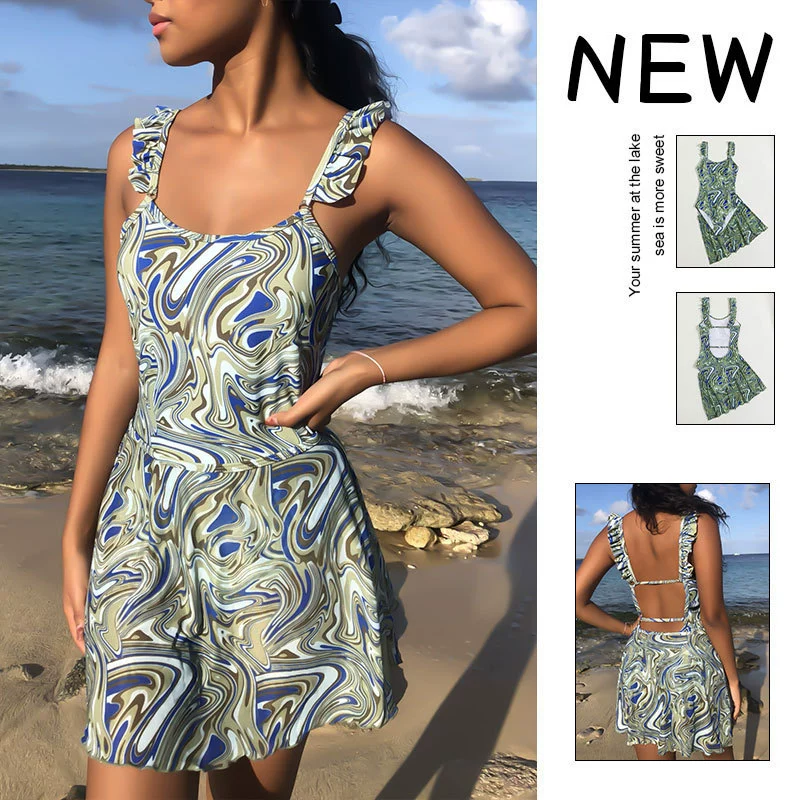 Ruffled Strap Skirted Two-Piece Swimsuit