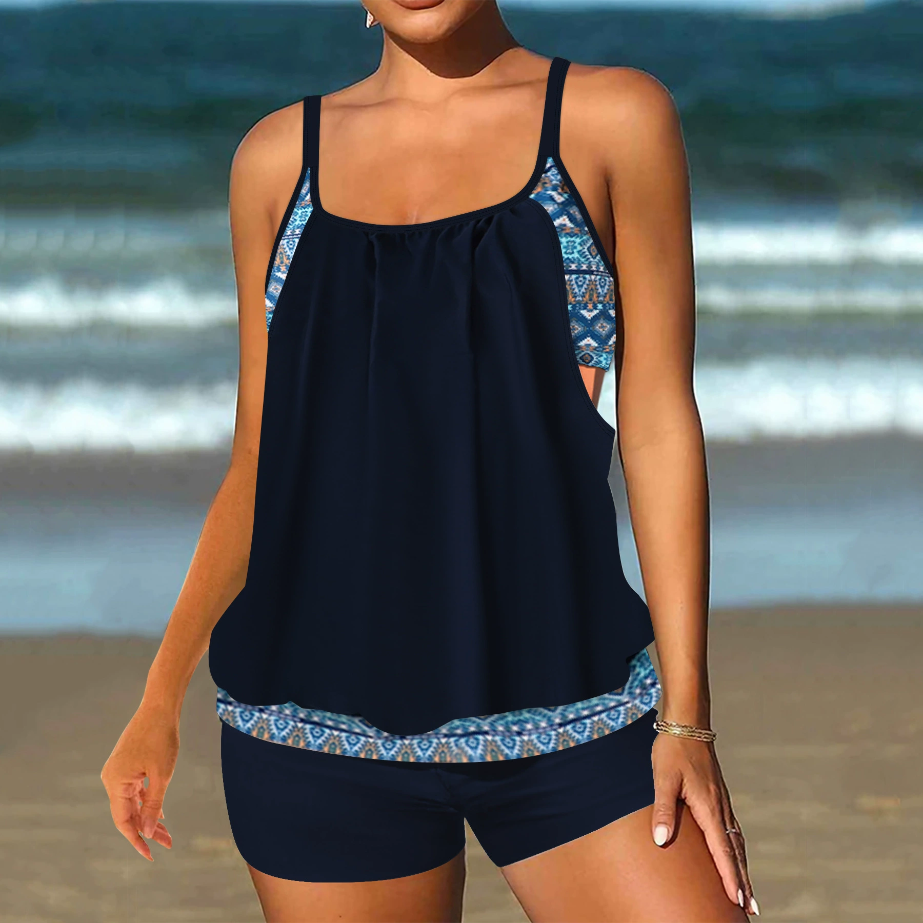 Two-Piece Tankini Swimsuit with Boy Shorts view 11