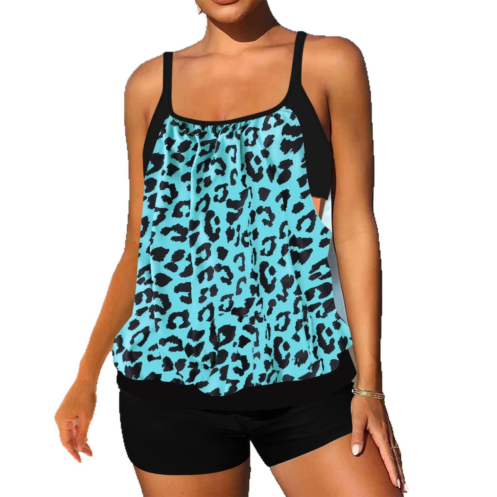 Two-Piece Tankini Swimsuit with Boy Shorts view 5