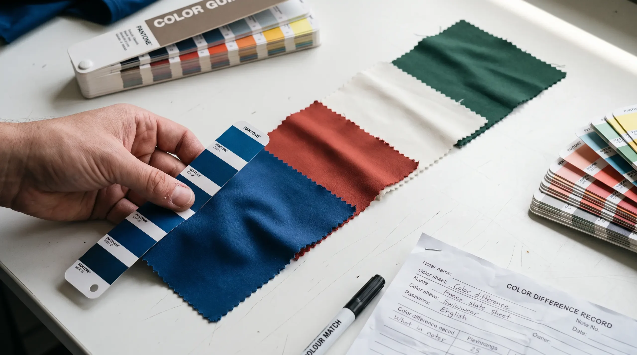 Swimwear fabric color swatches