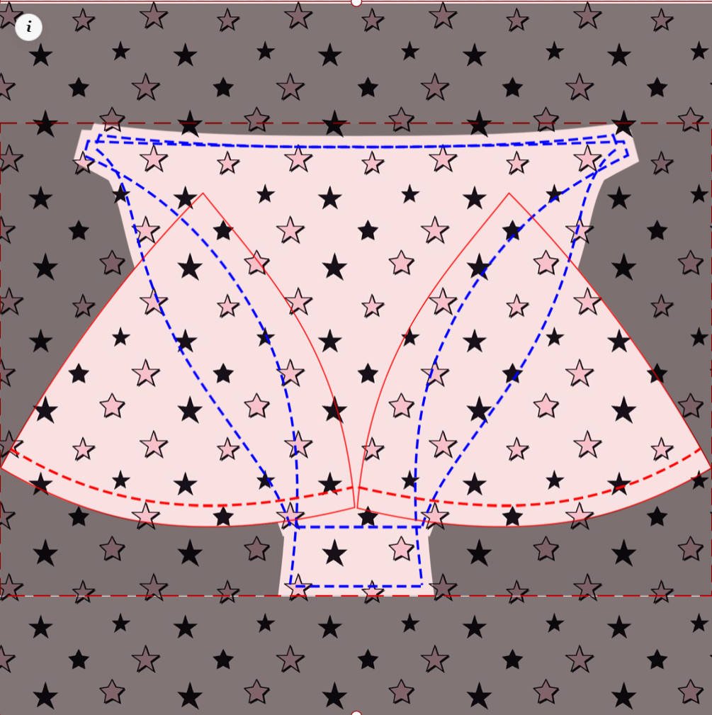 Star artwork arranged across printable bikini pattern pieces in the Hongxiu POD designer