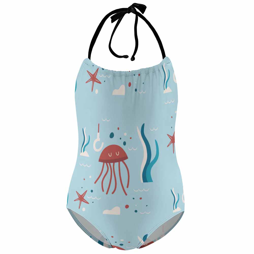 Custom Girls’ Halter One-Piece Swimsuit