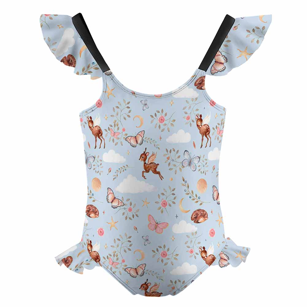 Custom Girls’ Adjustable Ruffle One-Piece Swimsuit