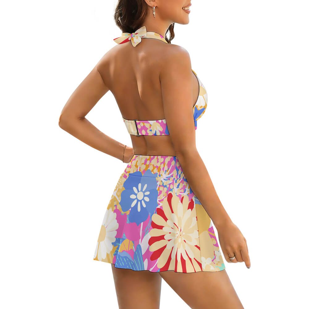 Custom V-Neck Skirted Two-Piece Swimsuit — image 3