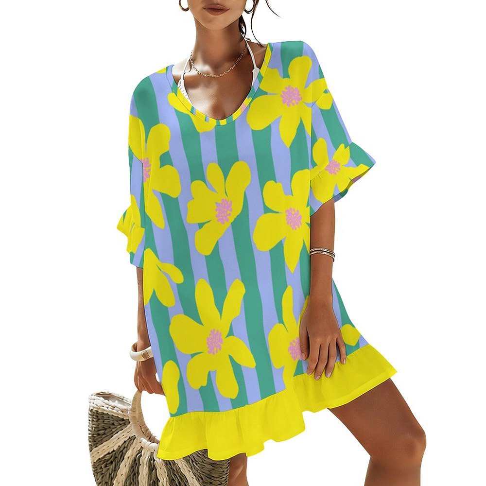 Custom Ruffle Beach Cover-Up Dress Custom Ruffle Beach Cover-Up Dress