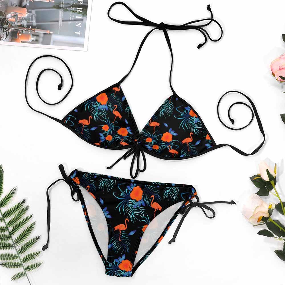 Custom Lace-Up Ruched Low-Rise Plus-Size Bikini Set — image 3