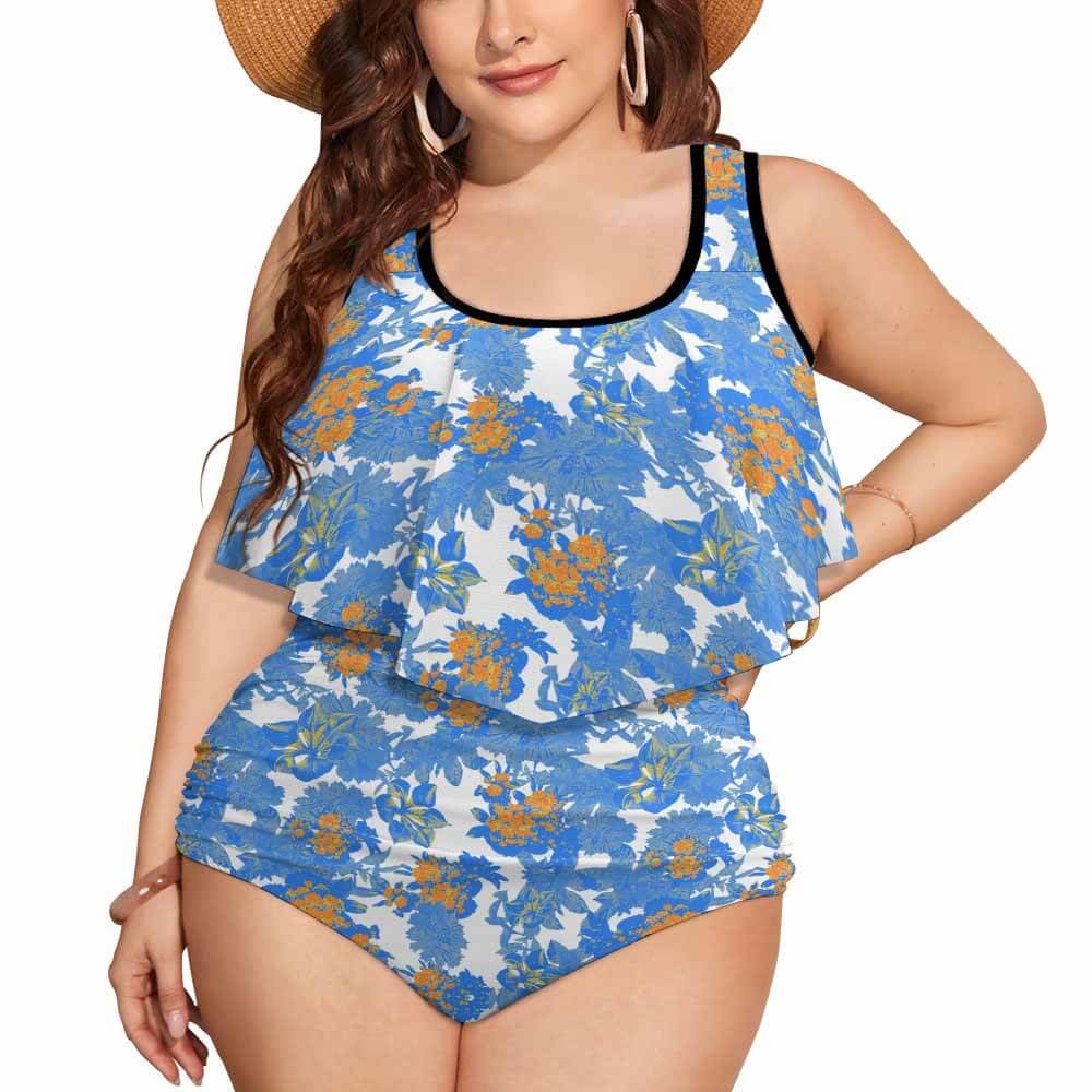Custom Spaghetti-Strap Cutout High-Waisted Plus-Size One-Piece Swimsuit