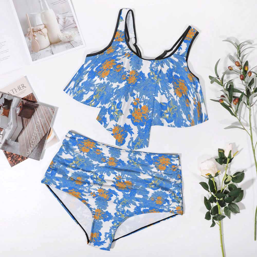 Custom Spaghetti-Strap Cutout High-Waisted Plus-Size One-Piece Swimsuit — image 3