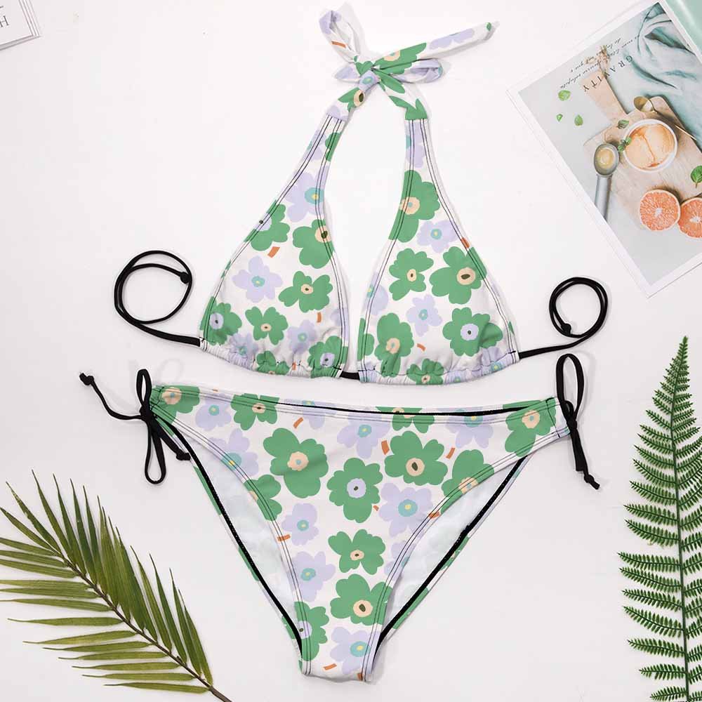 Custom Wide-Strap Lace-Up Low-Rise Plus-Size Bikini Set — image 3