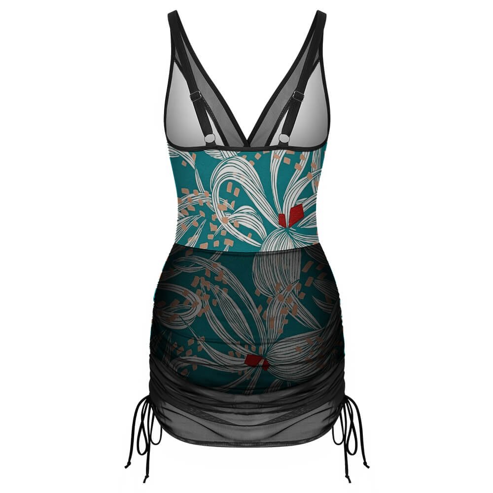 Custom V-Neck Wide-Strap Mesh One-Piece Swimsuit — image 5
