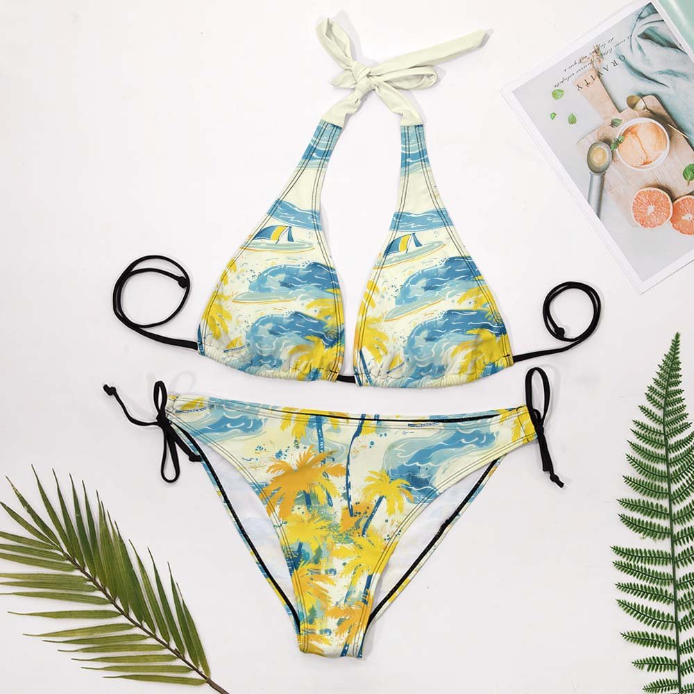 Custom Wide-Strap Lace-Up Low-Rise Bikini Set — image 6