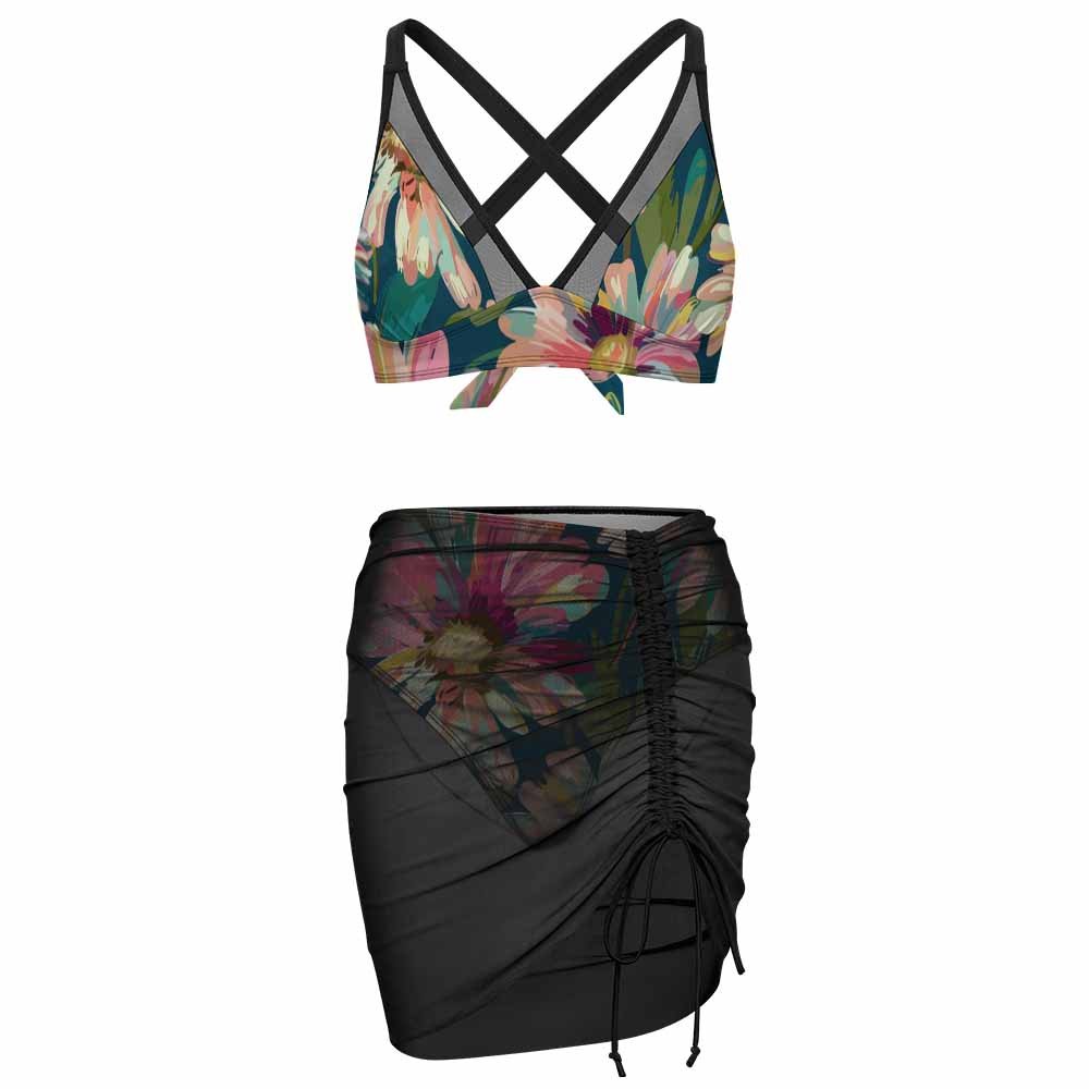 Custom V-Neck Mesh Ruched Two-Piece Swimsuit — image 5