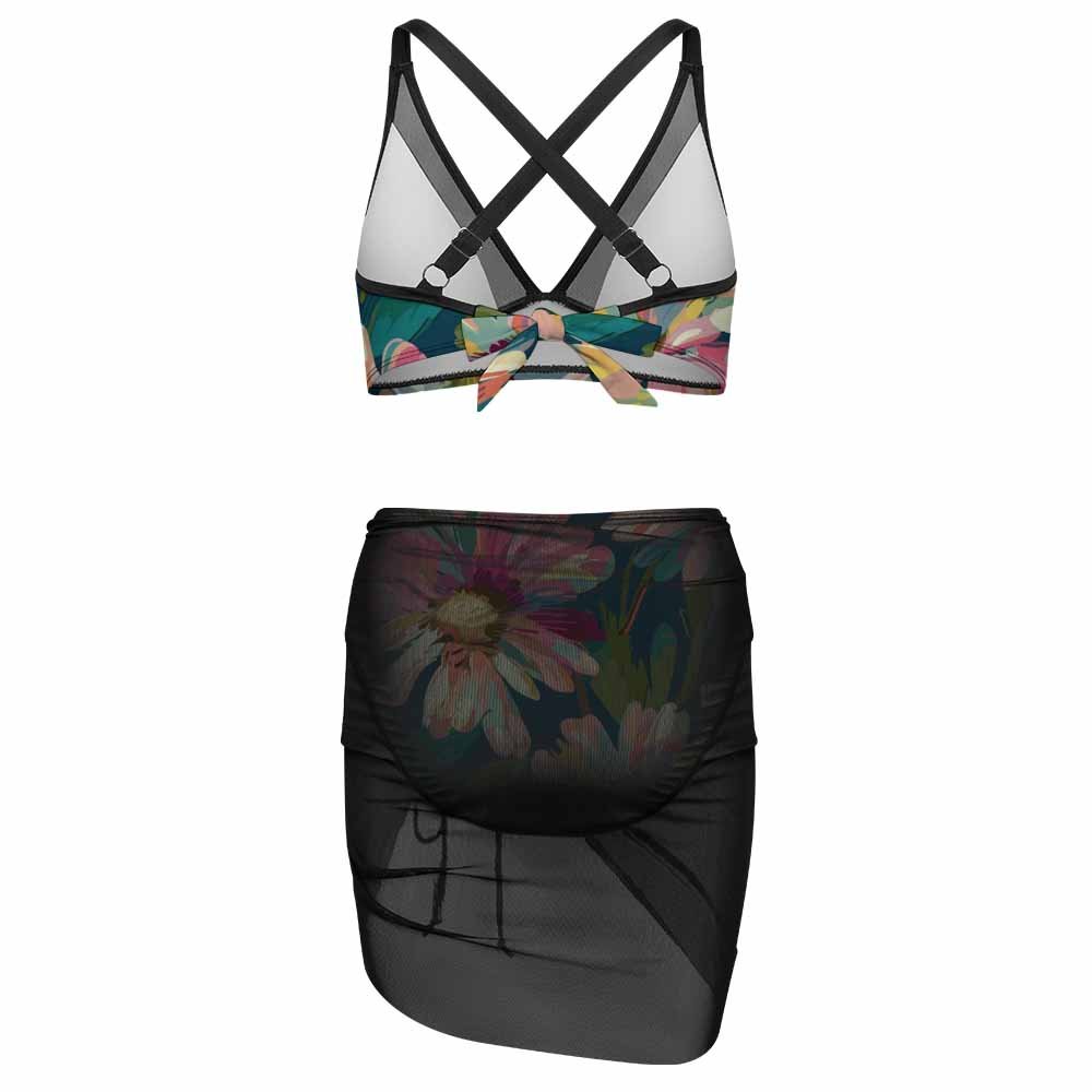 Custom V-Neck Mesh Ruched Two-Piece Swimsuit — image 6