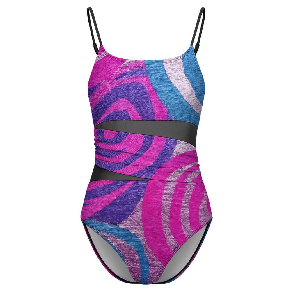Custom Square-Neck Mesh Ruched One-Piece Swimsuit — image 4