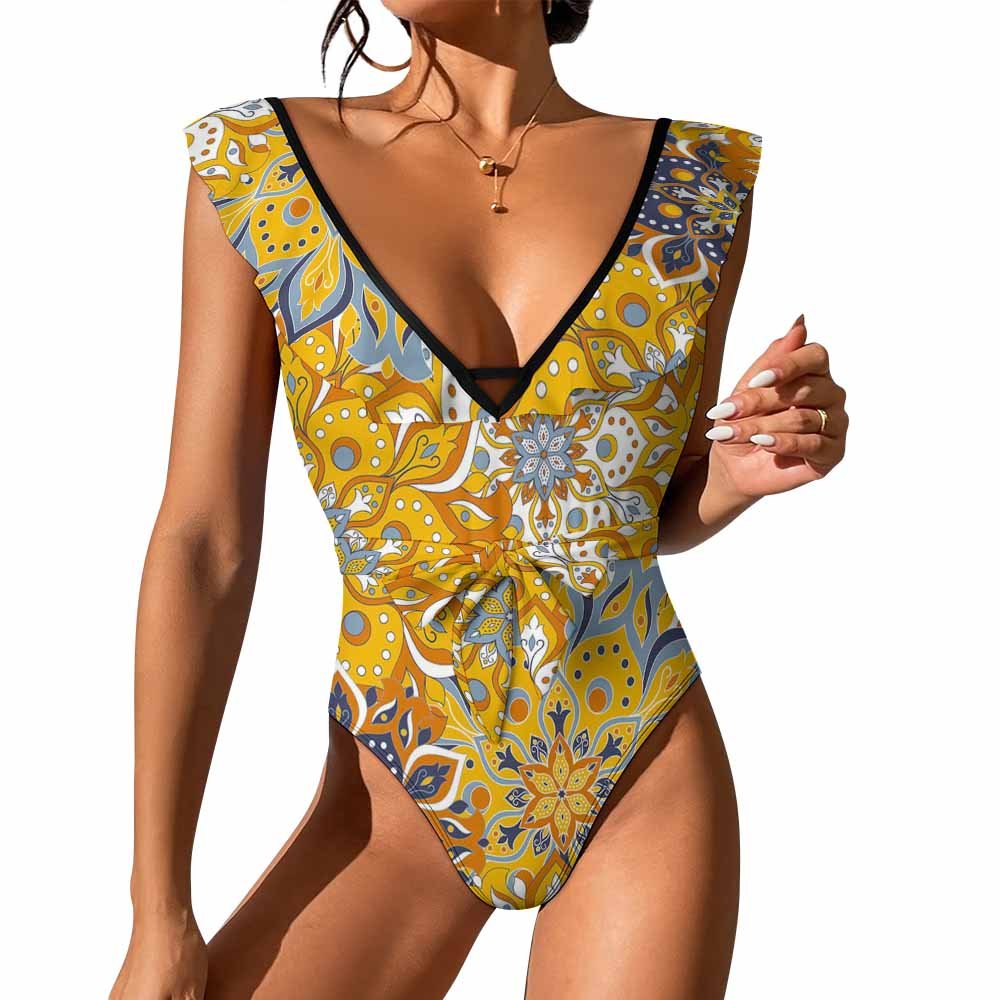 Custom V-Neck One-Piece Swimsuit