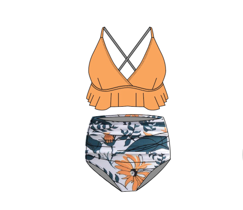 Front view of the example two-piece swimwear style