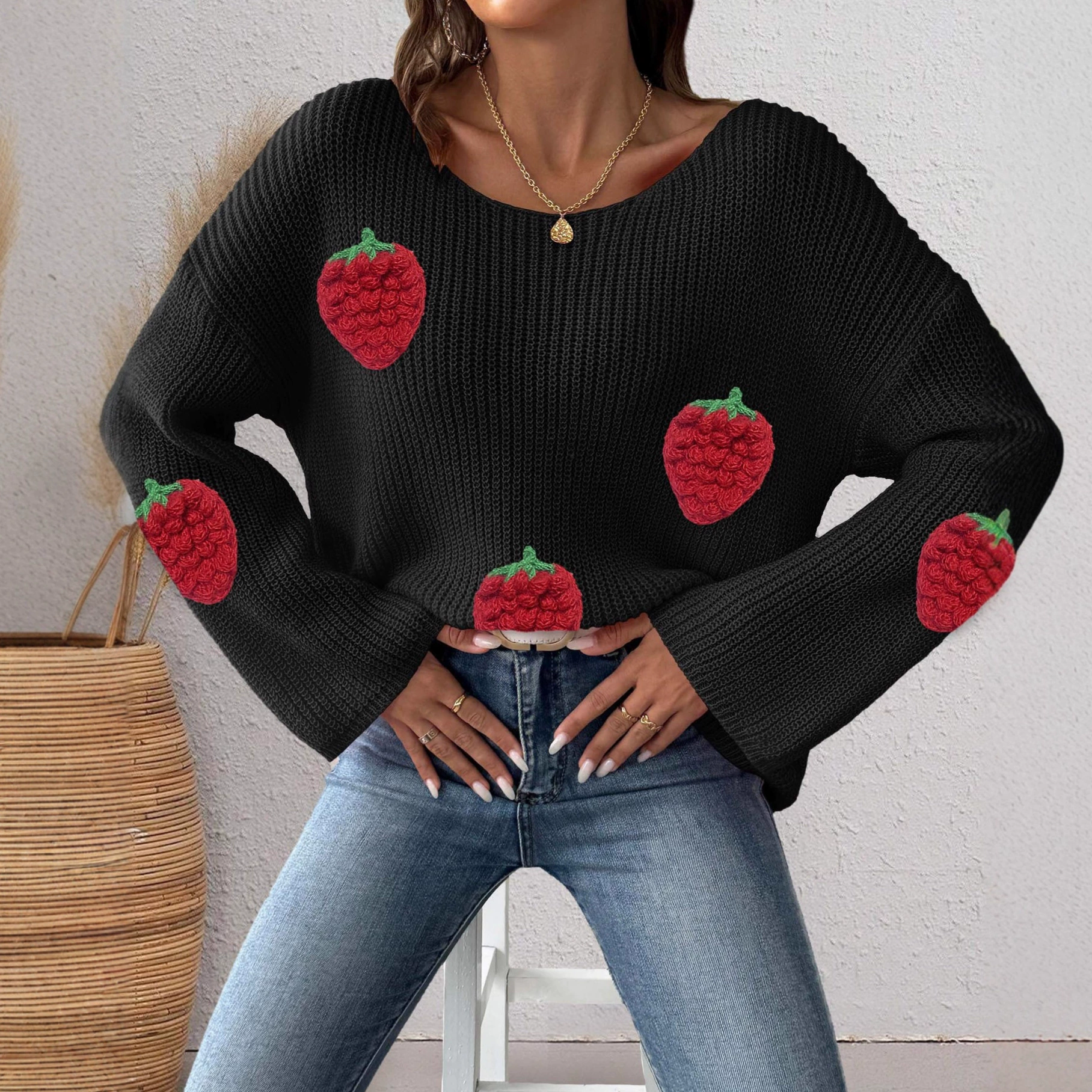 Women’s Off-Shoulder Knit Sweater with Bell Sleeves