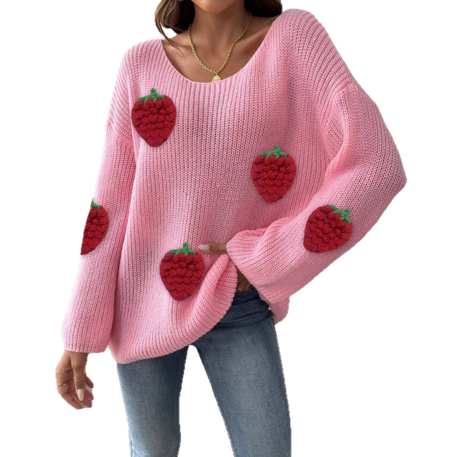 Women's Off-Shoulder Knit Sweater with Bell Sleeves view 5