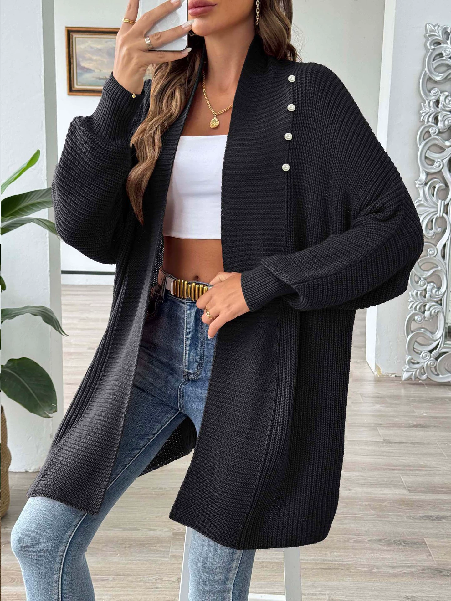 Women's Longline Cardigan with Buttons view 7