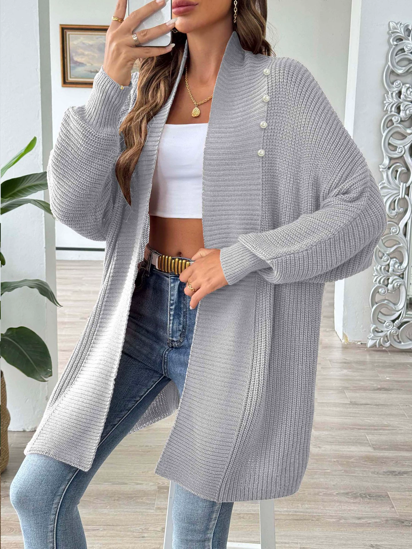 Women's Longline Cardigan with Buttons view 8