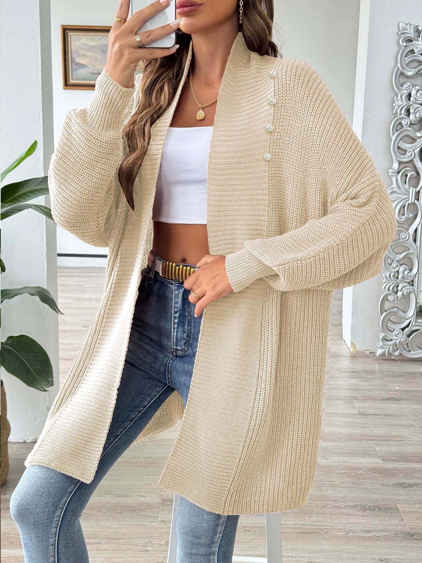Women's Longline Cardigan with Buttons view 9