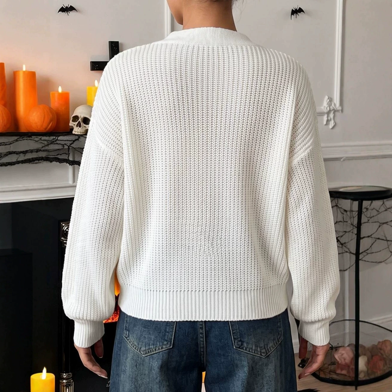 V-Neck Button-Up Cropped Cardigan view 4