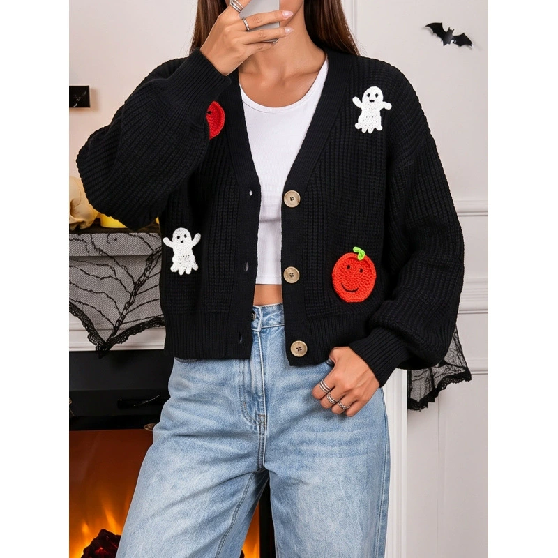 V-Neck Button-Up Cropped Cardigan view 6
