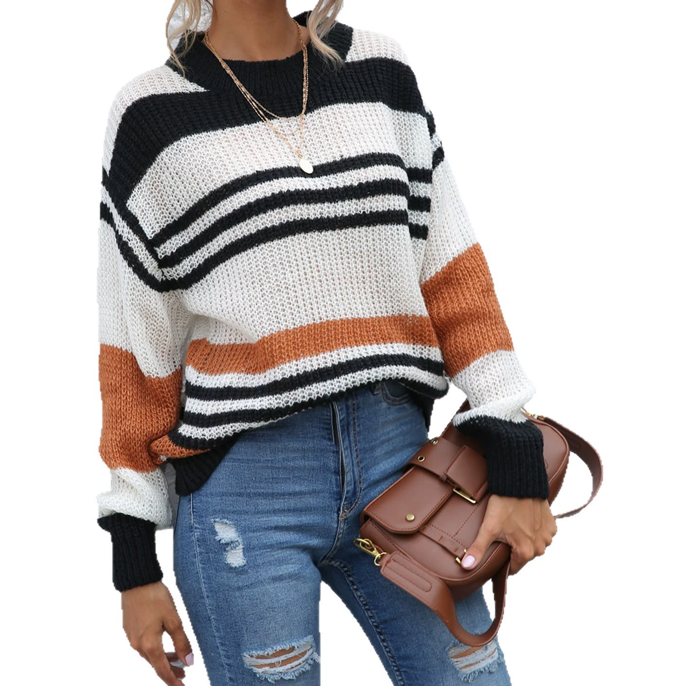 Women's Round Neck Knit Pullover Sweater view 5