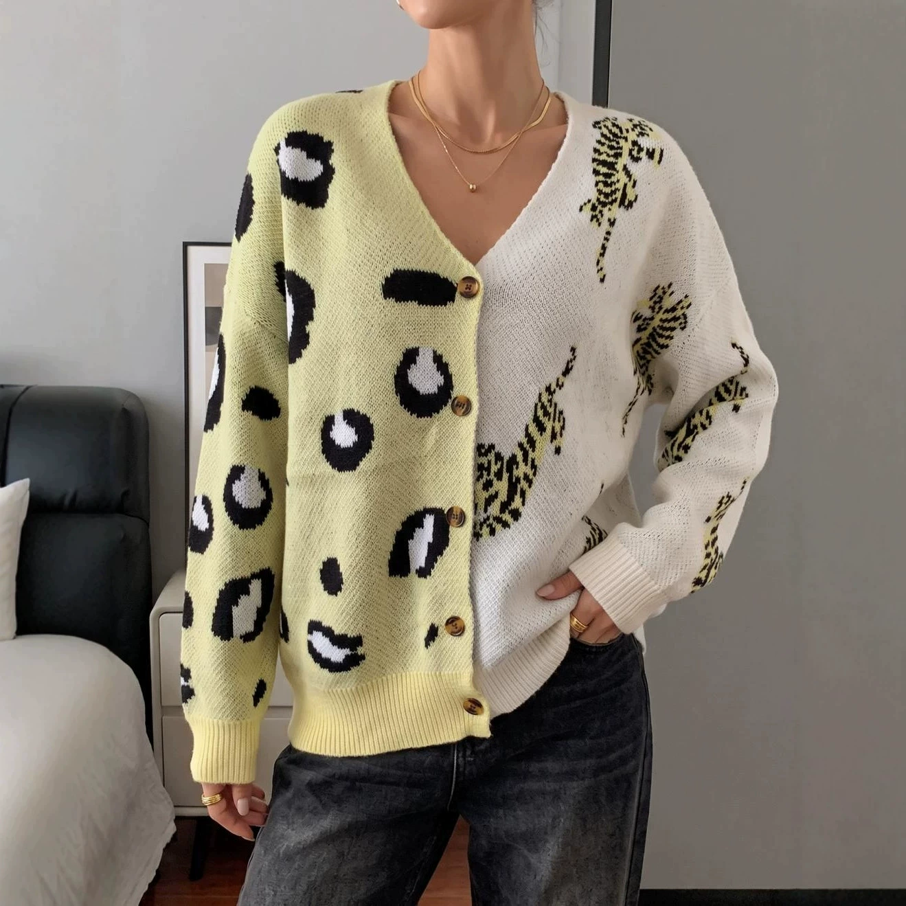Women's V-Neck Button-Up Cardigan view 3