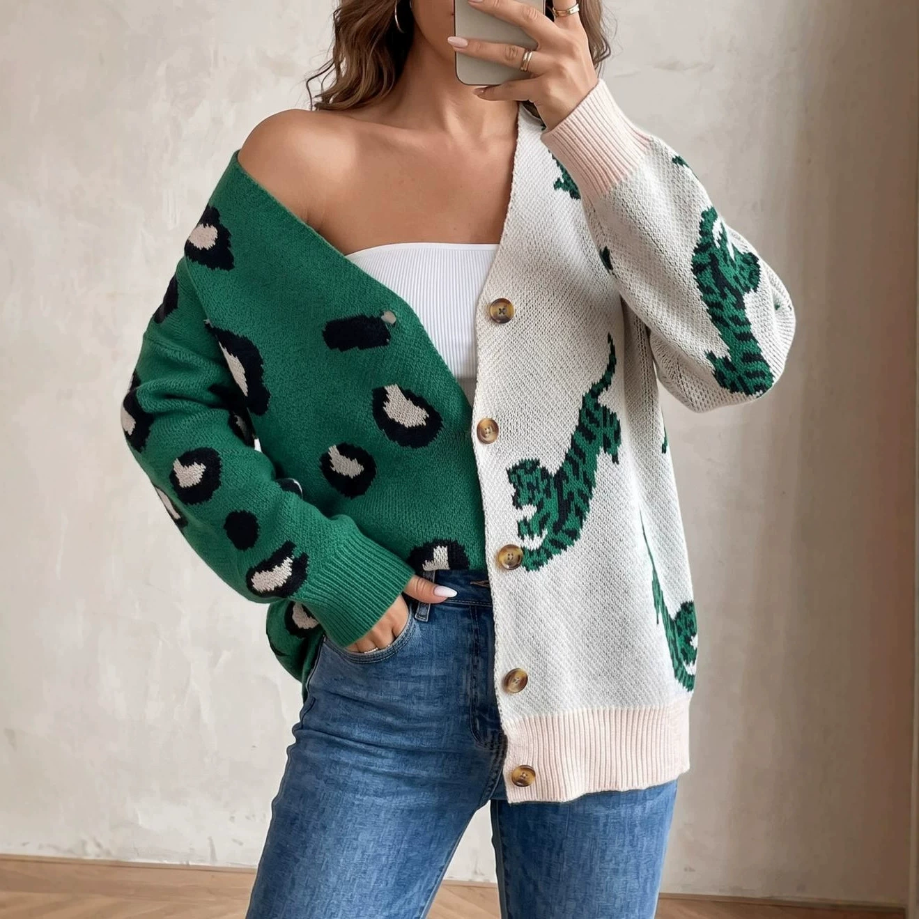 Women's V-Neck Button-Up Cardigan view 4