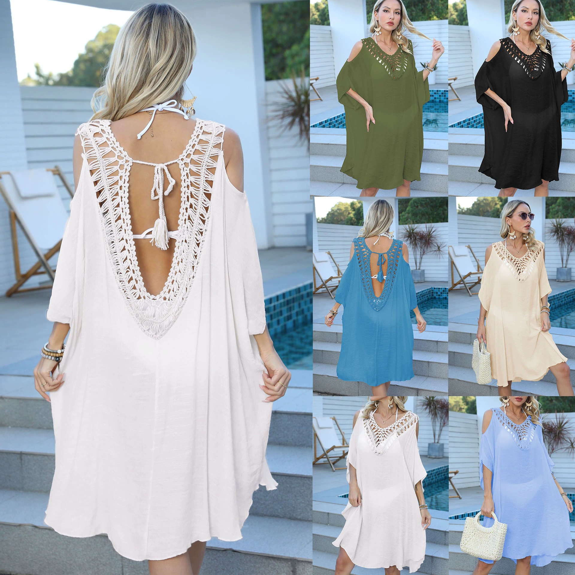 Cold Shoulder V-Neck Cover-Up Dress