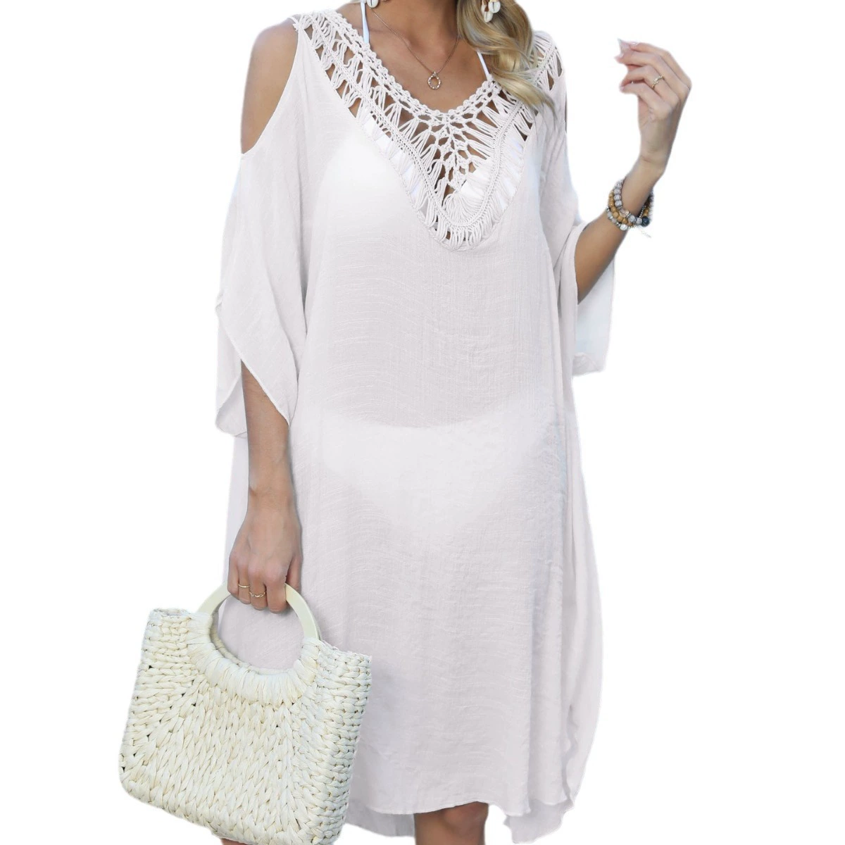 Cold Shoulder V-Neck Cover-Up Dress view 5
