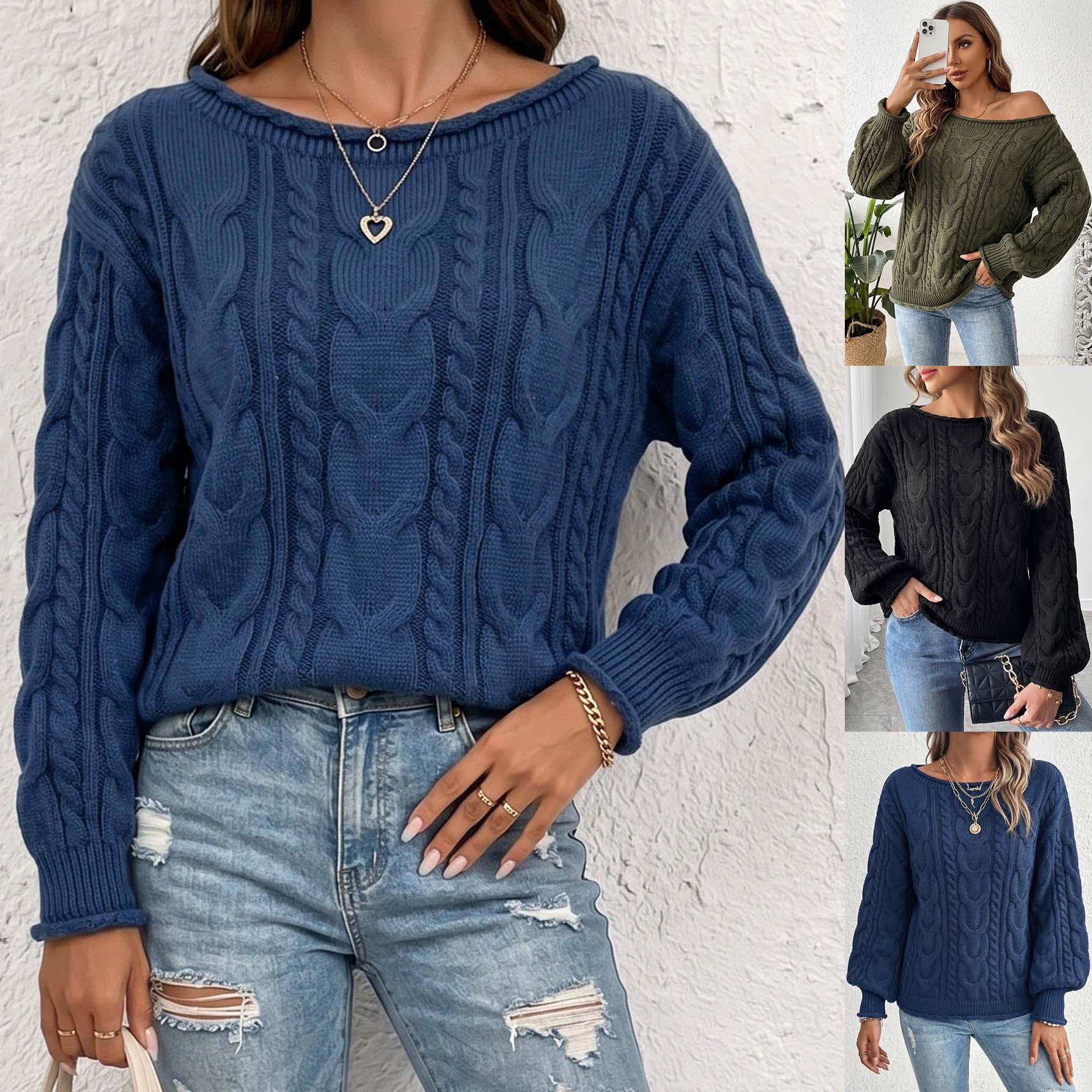 Women's Loose Boat Neck Pullover view 3