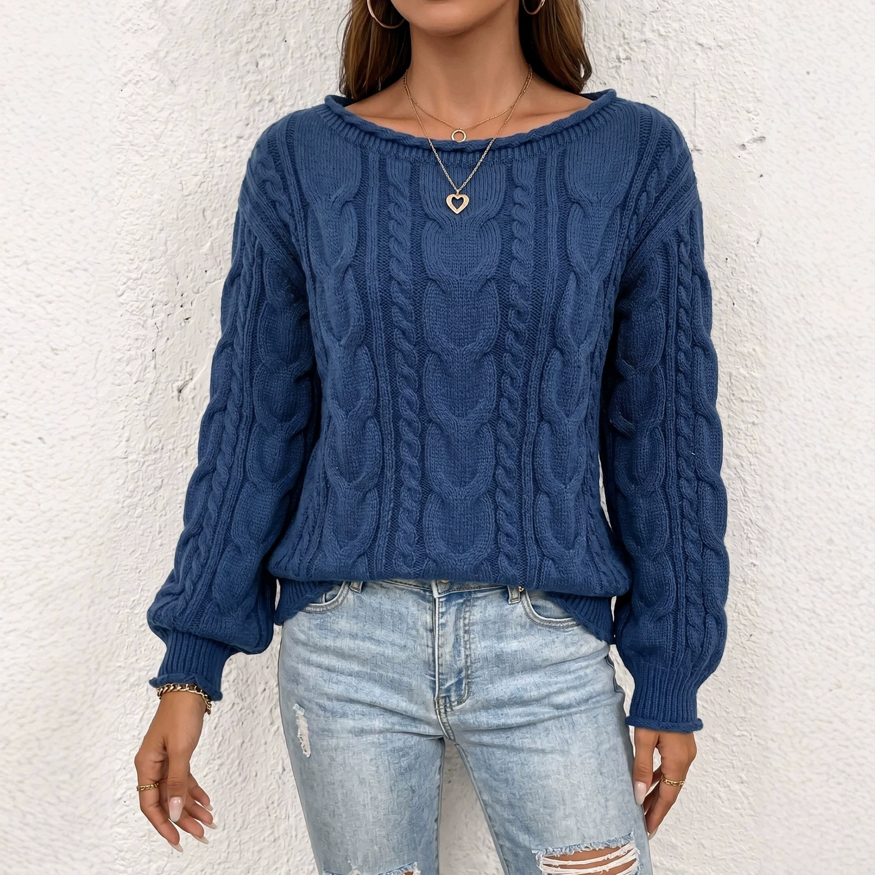 Women's Loose Boat Neck Pullover view 7