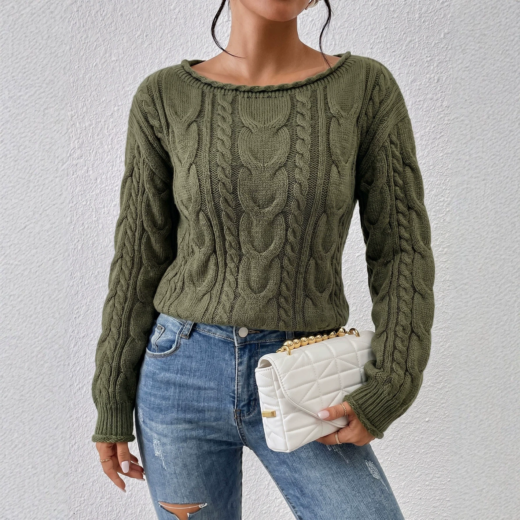 Women's Loose Boat Neck Pullover view 8