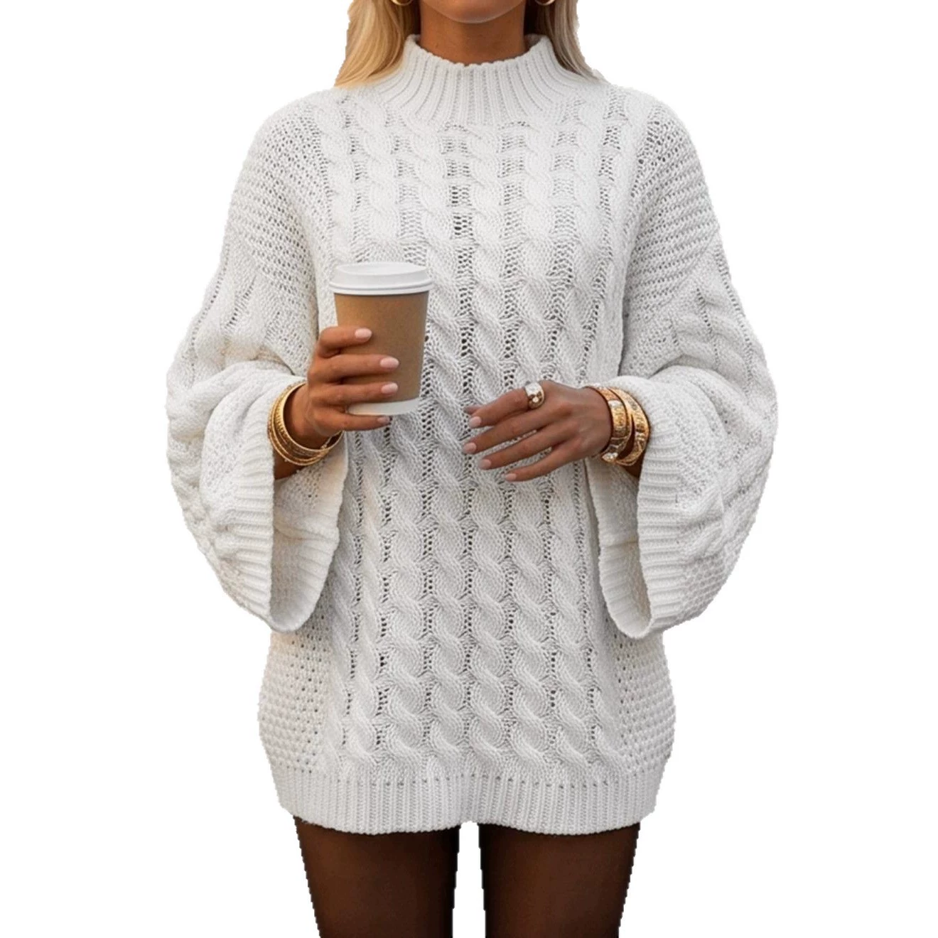 Oversized Mock Neck Longline Pullover Sweater view 5