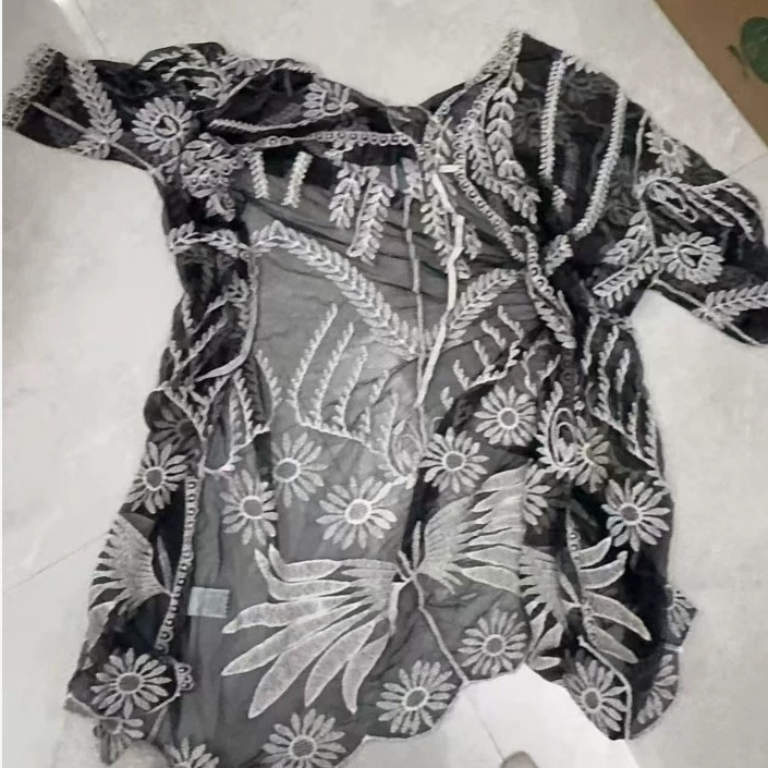 Embroidered Sheer Open Front Cardigan