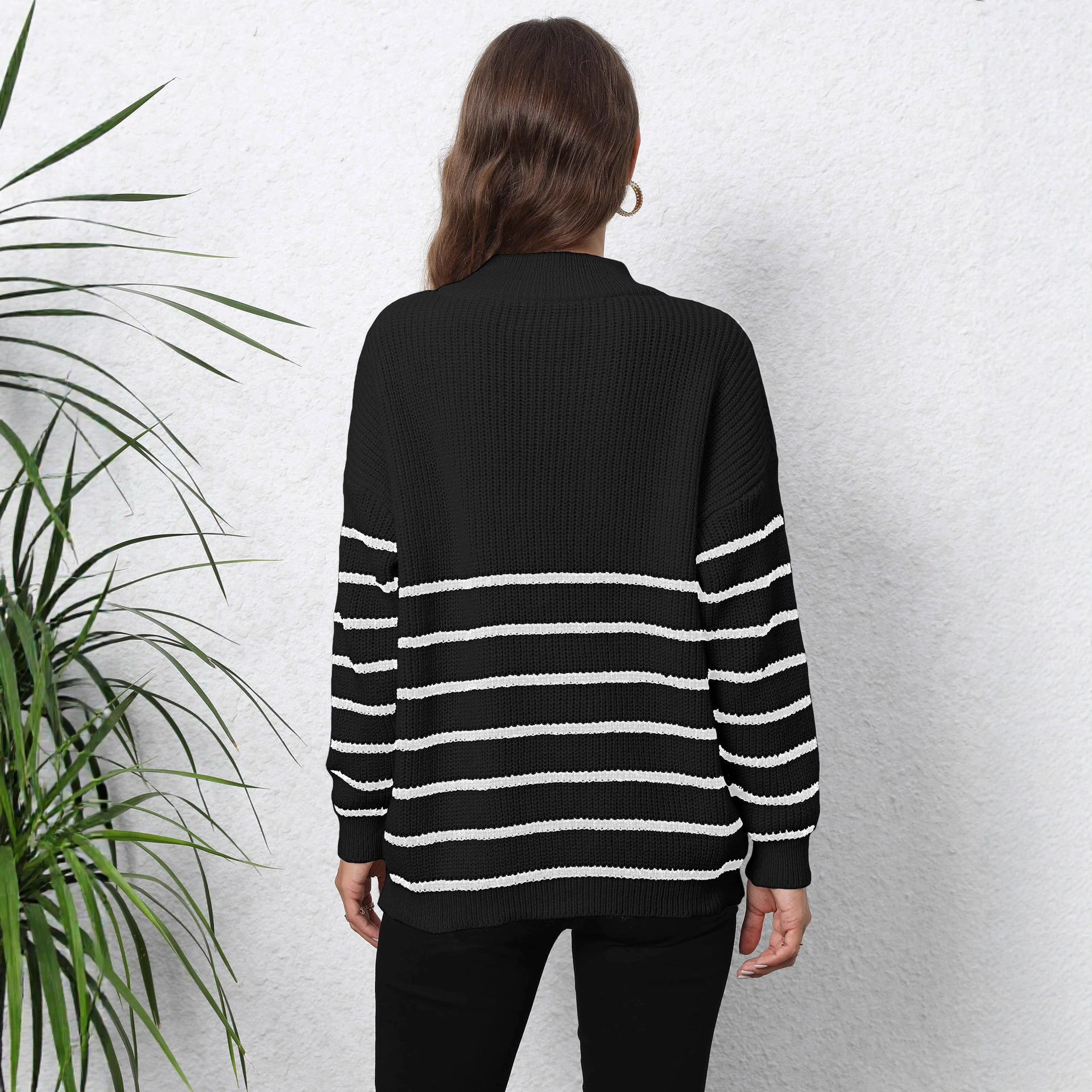 Women's High Neck Half-Zip Knit Sweater view 4