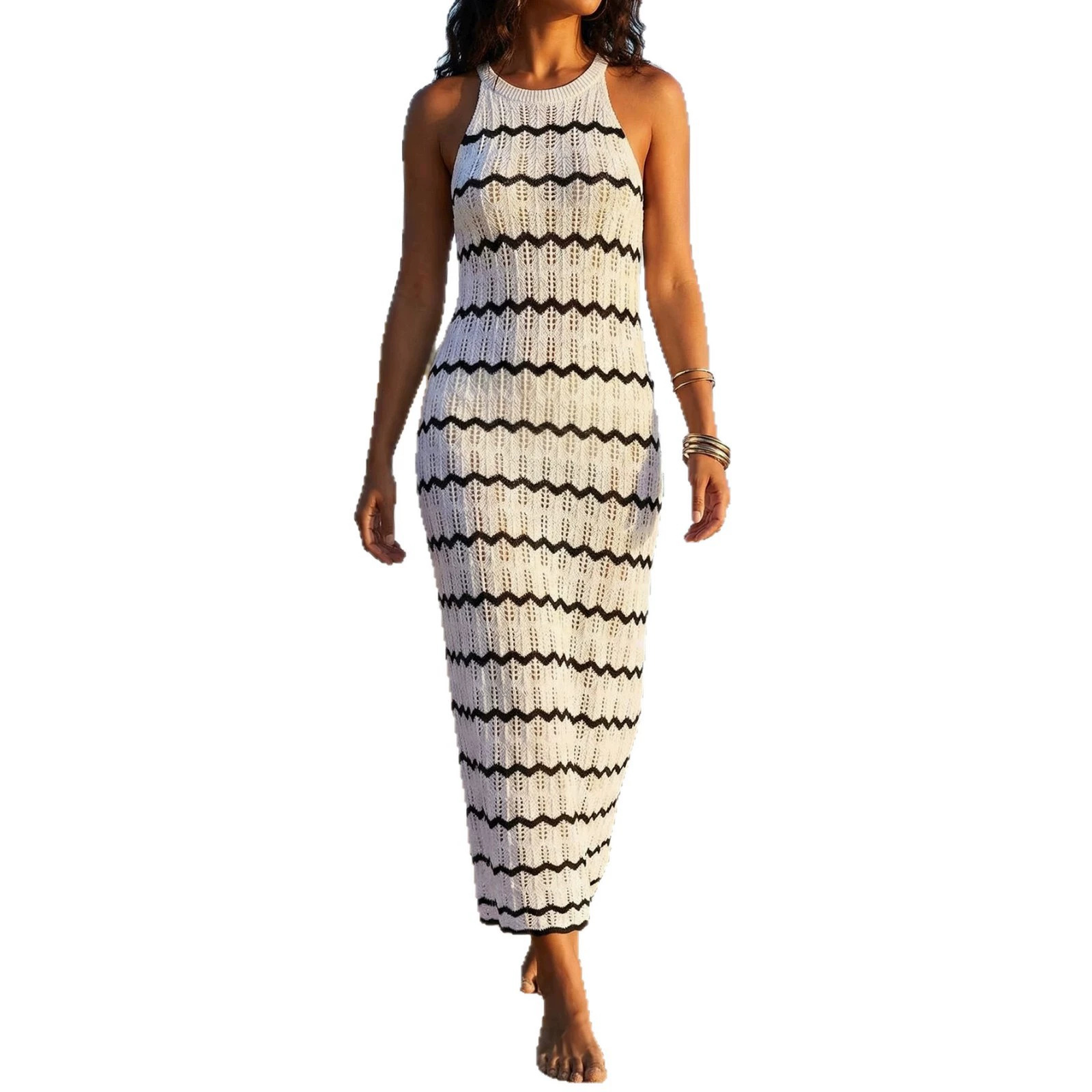 Women's Sleeveless Halter Neck Bodycon Maxi Dress view 5
